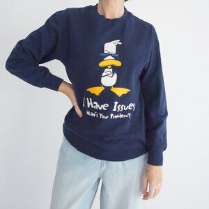 Vintage Fruit Of The Loom Donald Duck Graphic Cartoon Crewneck Sweatshirt S